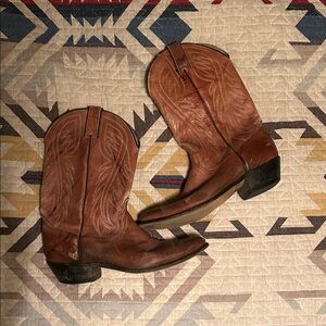 Vintage Wrangler Brown Leather Cowboy Boots